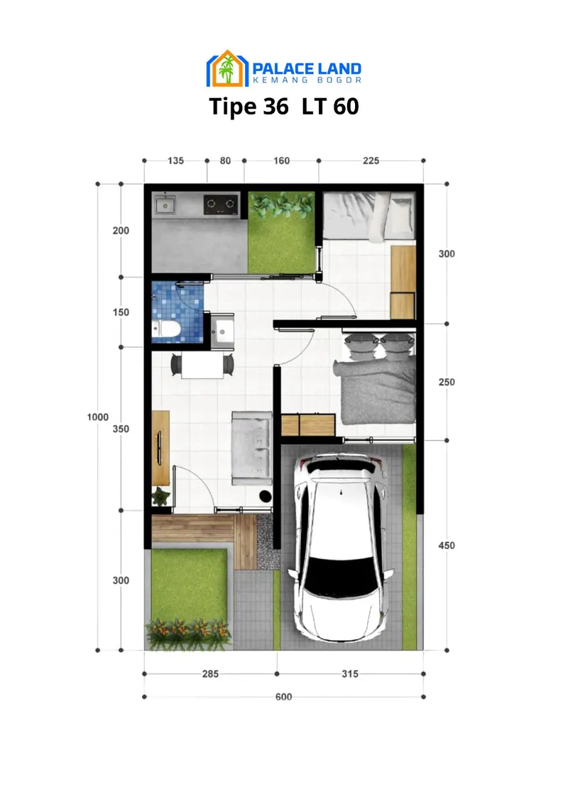 Layout Denah Tipe 36/60 Palace Land Kemang