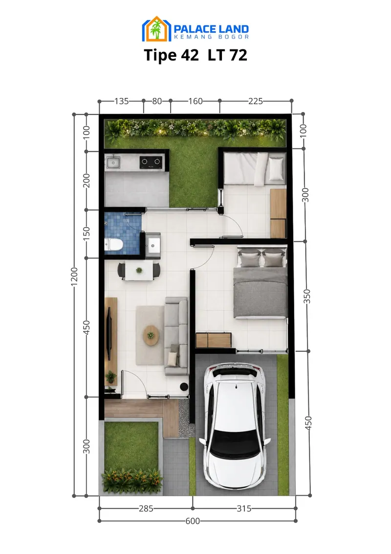 Layout Denah Tipe 42 Palace Land Kemang