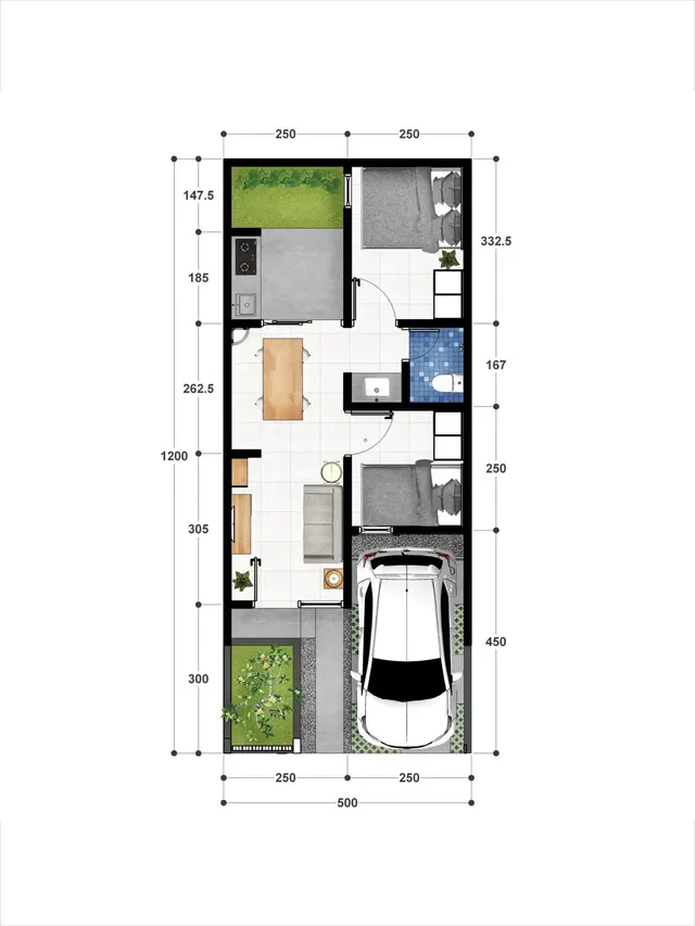 Gambar Denah Layout 5 × 12 Meter Pesona Arumaya Cibitung